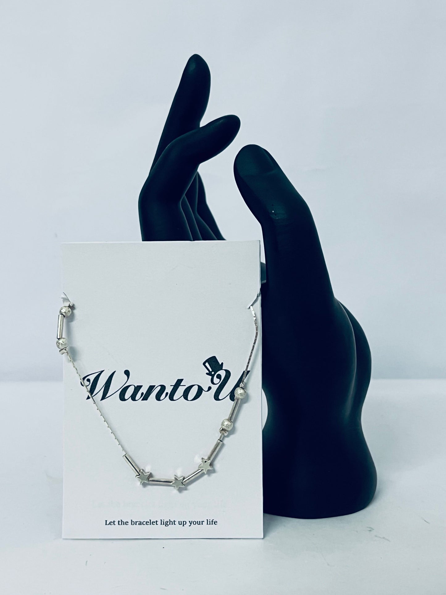 WantoU Little Twinkle Stars Charm Bracelet, Beaded Star, Minimal, Everyday, Link, Celestial Bracelet, Gift