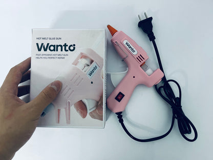 Wanto Mini Hot Glue Gun, Fast Heating, Copper Nozzle, Safe Anti-Scald, Compact & Lightweight for DIY, Crafts, Home Repair, School Projects