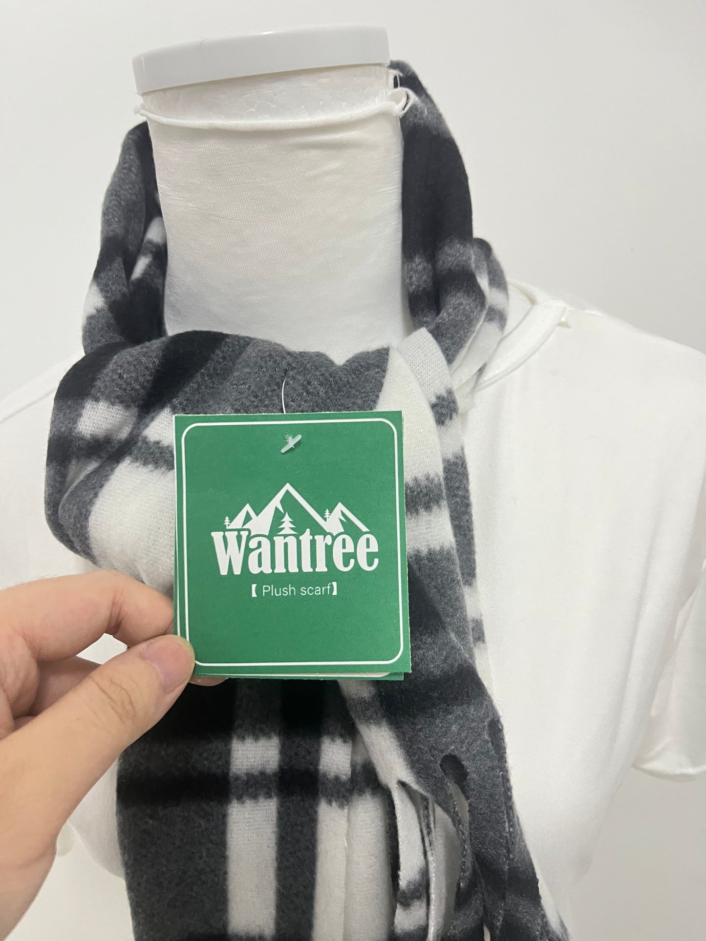 Wantree Black & White Scarf - Cloud-Like Softness with Versatile Fringe Detail