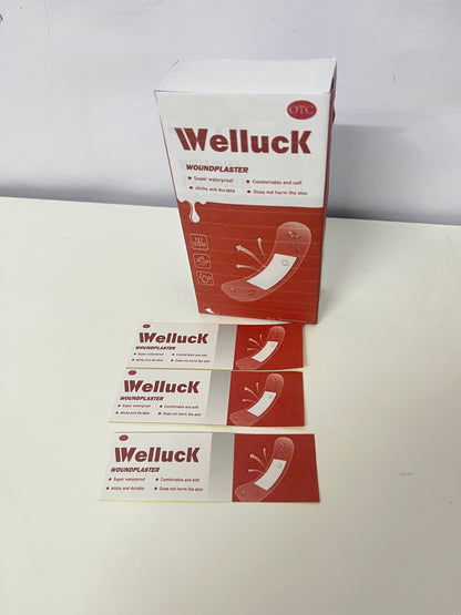 Welluck Waterproof Adhesive Bandages, Strong Adhesion & Durable, Gentle on Sensitive Skin, Sterile Wound Plasters for Cuts/Scrapes