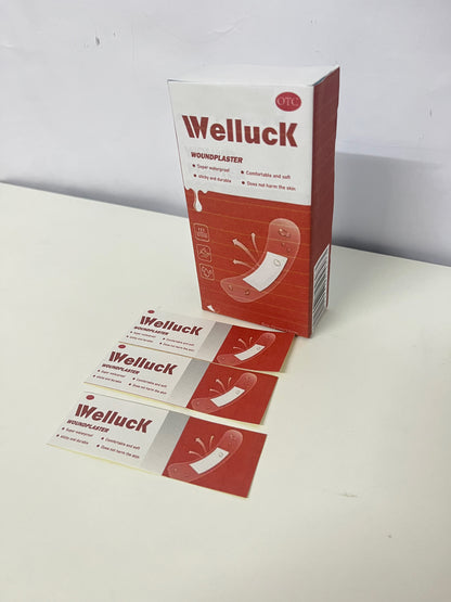 Welluck Waterproof Adhesive Bandages, Strong Adhesion & Durable, Gentle on Sensitive Skin, Sterile Wound Plasters for Cuts/Scrapes