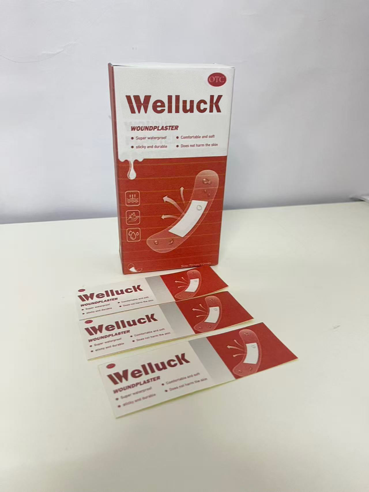 Welluck Waterproof Adhesive Bandages, Strong Adhesion & Durable, Gentle on Sensitive Skin, Sterile Wound Plasters for Cuts/Scrapes
