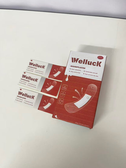 Welluck Waterproof Adhesive Bandages, Strong Adhesion & Durable, Gentle on Sensitive Skin, Sterile Wound Plasters for Cuts/Scrapes