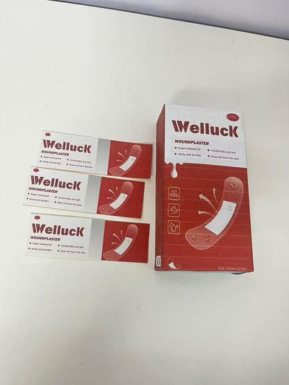 Welluck Waterproof Adhesive Bandages, Strong Adhesion & Durable, Gentle on Sensitive Skin, Sterile Wound Plasters for Cuts/Scrapes