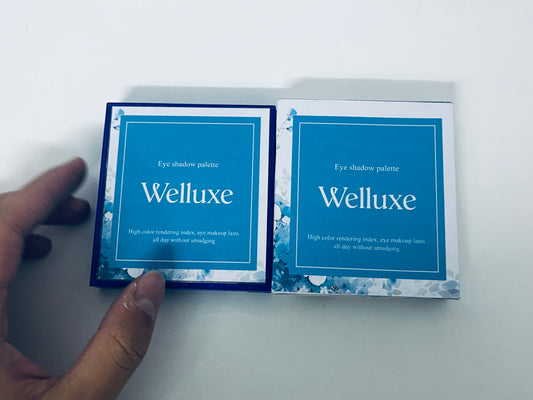 Welluxe 9 Colors Blue Eyeshadow Palette, High Pigmentation Long-Lasting Non-Smudging, Matte Shimmer Glitter Multi-Finish, Ideal for Cool & Chic Eye Looks