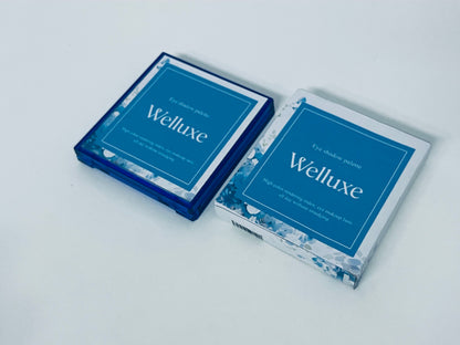 Welluxe 9 Colors Blue Eyeshadow Palette, High Pigmentation Long-Lasting Non-Smudging, Matte Shimmer Glitter Multi-Finish, Ideal for Cool & Chic Eye Looks