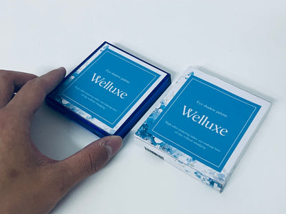 Welluxe 9 Colors Blue Eyeshadow Palette, High Pigmentation Long-Lasting Non-Smudging, Matte Shimmer Glitter Multi-Finish, Ideal for Cool & Chic Eye Looks