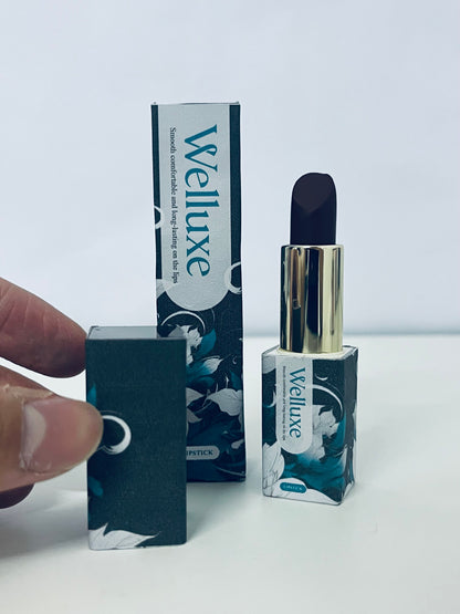 Welluxe Smooth Long-Lasting Lipstick, Creative Black Bullet, Elegant Floral Packaging, Comfortable & Long-Wearing on Lips