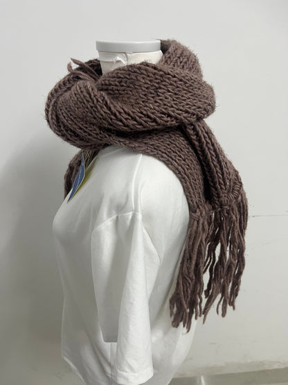 【Wetry Brown Chunky Knit Oversized Scarf】—— Cozy & Stylish Winter Essential