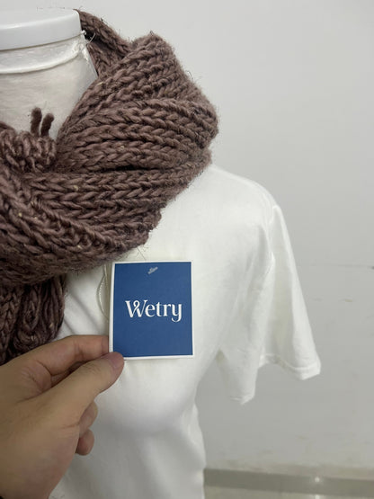 【Wetry Brown Chunky Knit Oversized Scarf】—— Cozy & Stylish Winter Essential