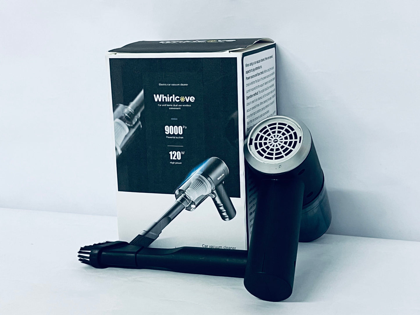 Whirlcove Handheld Vacuum Cordless,9000Pa Air Duster, 1200mAh Rechargeable Battery Handheld Car Vacuum Cleaner, 120W High Power Vacuum Cleaner for Home, Office, Car, Pets (Black)
