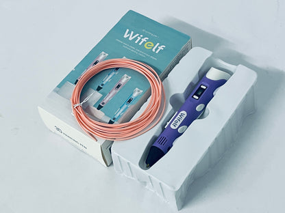 Wifelf P1 3D Printing Pen with Display - Includes 3D Pen, 3 Starter Colors of PLA Filament, Stencil Book + Project Guide, and Charger