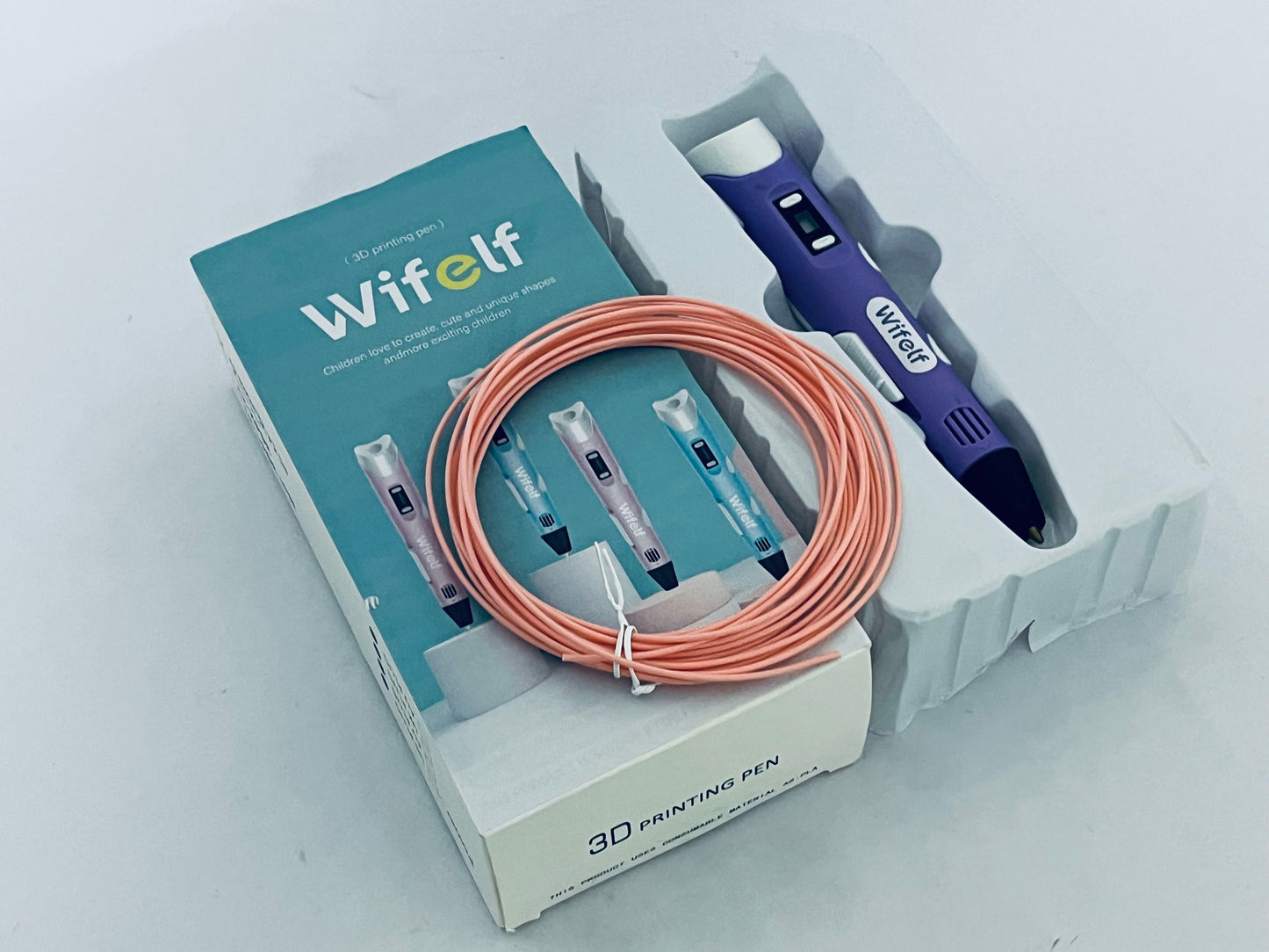 Wifelf P1 3D Printing Pen with Display - Includes 3D Pen, 3 Starter Colors of PLA Filament, Stencil Book + Project Guide, and Charger
