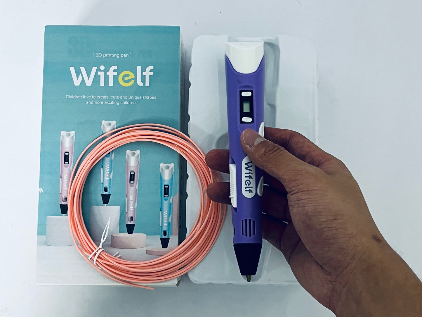 Wifelf P1 3D Printing Pen with Display - Includes 3D Pen, 3 Starter Colors of PLA Filament, Stencil Book + Project Guide, and Charger