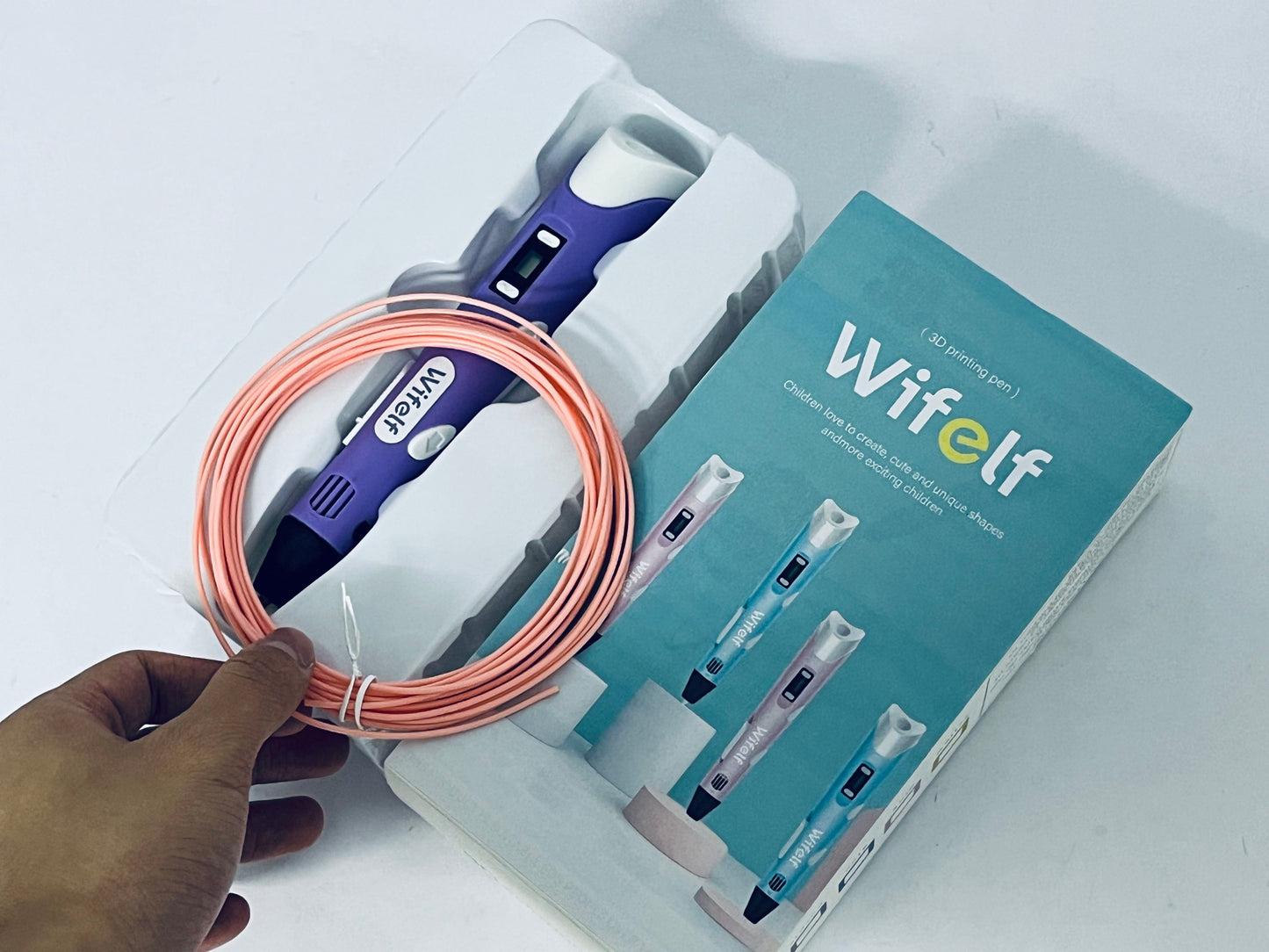 Wifelf P1 3D Printing Pen with Display - Includes 3D Pen, 3 Starter Colors of PLA Filament, Stencil Book + Project Guide, and Charger