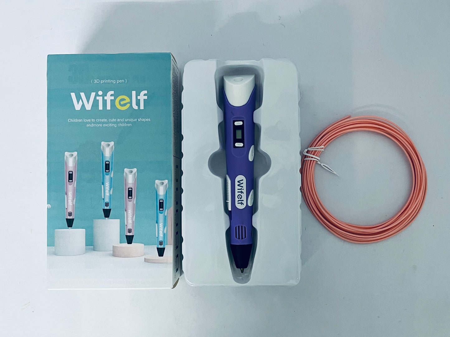 Wifelf P1 3D Printing Pen with Display - Includes 3D Pen, 3 Starter Colors of PLA Filament, Stencil Book + Project Guide, and Charger