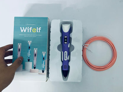 Wifelf P1 3D Printing Pen with Display - Includes 3D Pen, 3 Starter Colors of PLA Filament, Stencil Book + Project Guide, and Charger