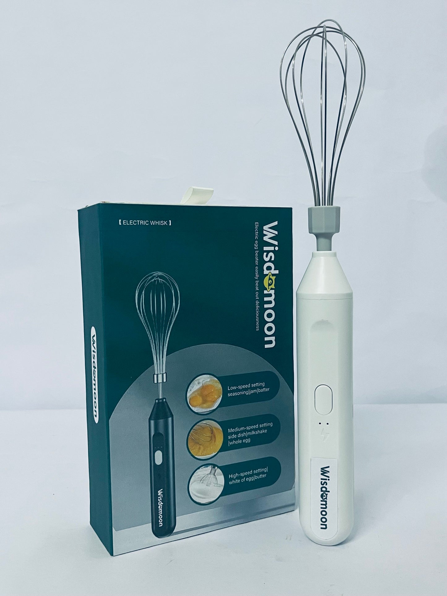 Wisdomoon Powerful Milk Frother & Egg Beater - Powerful Electric Handheld Frother & Whisk for Coffee, Lattes, Cappuccino, Hot Chocolate & Coffee Creamer - Ultra Fast Foam Maker & Drink Mixer