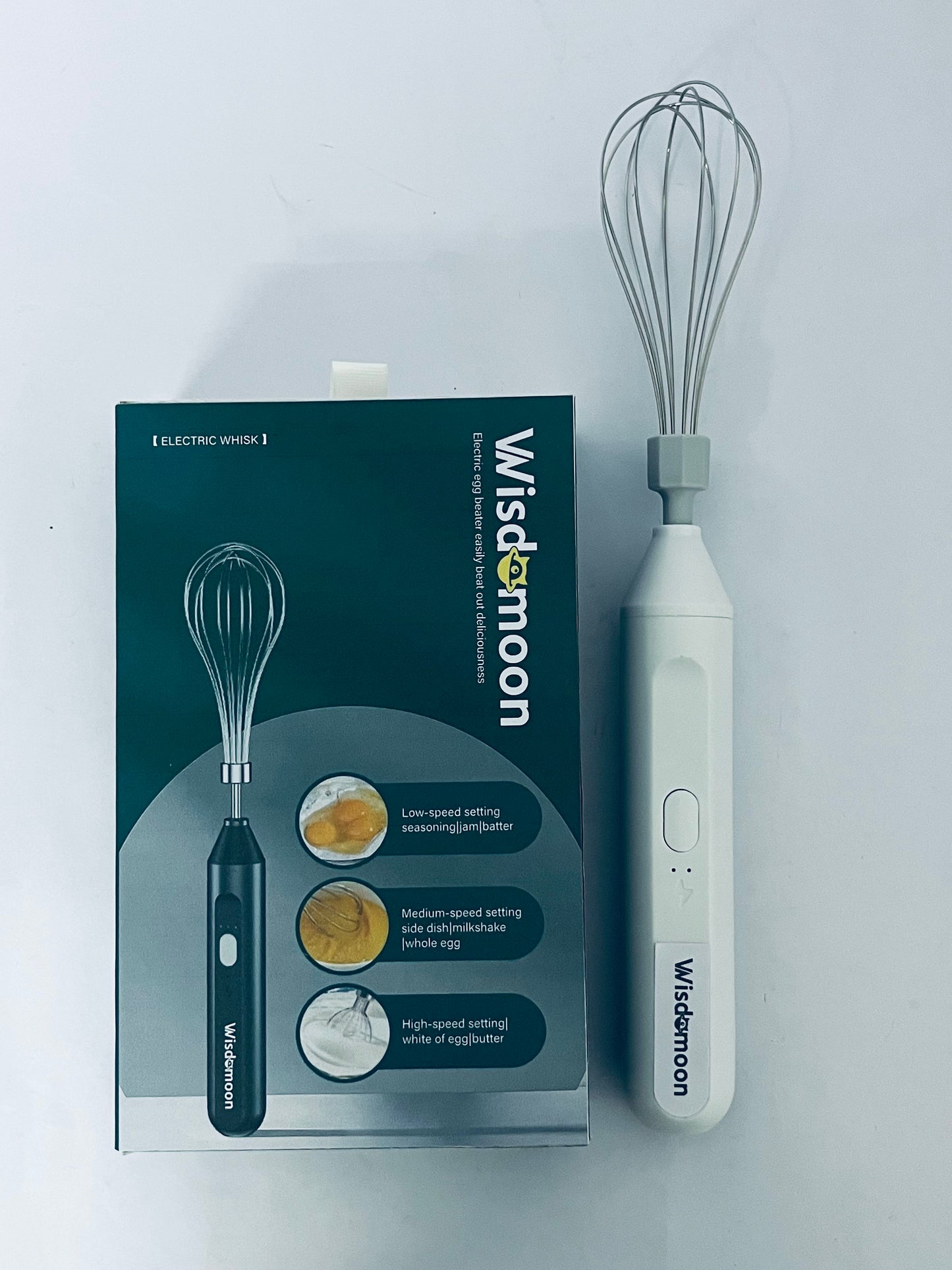 Wisdomoon Powerful Milk Frother & Egg Beater - Powerful Electric Handheld Frother & Whisk for Coffee, Lattes, Cappuccino, Hot Chocolate & Coffee Creamer - Ultra Fast Foam Maker & Drink Mixer
