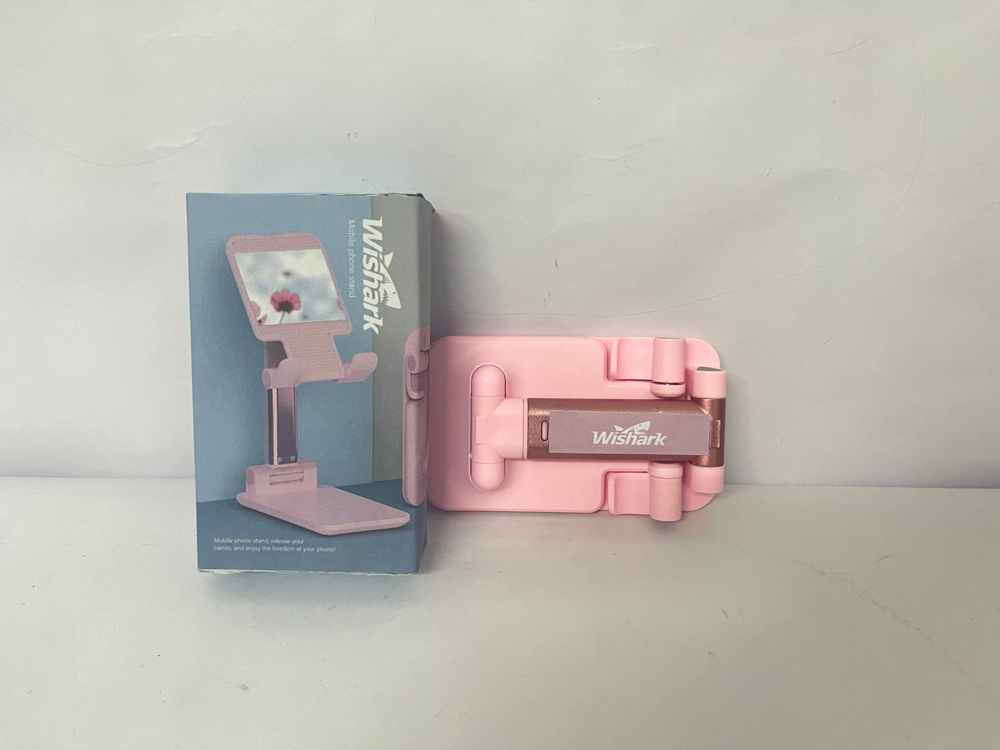 Wishark Multifunctional Foldable Phone Stand | Pink Portable Style (with Makeup Mirror)