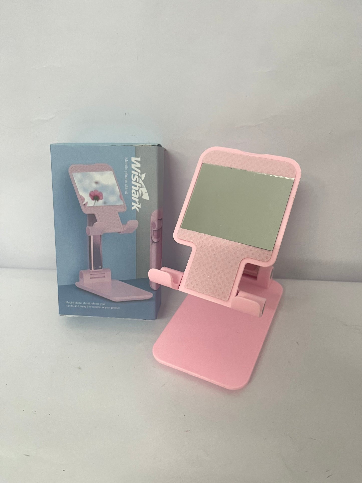 Wishark Multifunctional Foldable Phone Stand | Pink Portable Style (with Makeup Mirror)