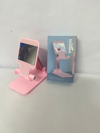 Wishark Multifunctional Foldable Phone Stand | Pink Portable Style (with Makeup Mirror)