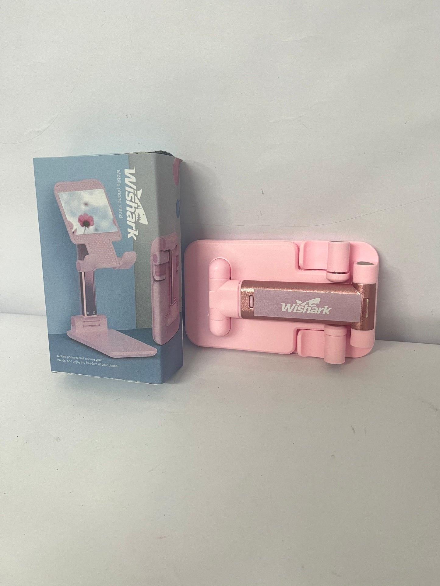 Wishark Multifunctional Foldable Phone Stand | Pink Portable Style (with Makeup Mirror)