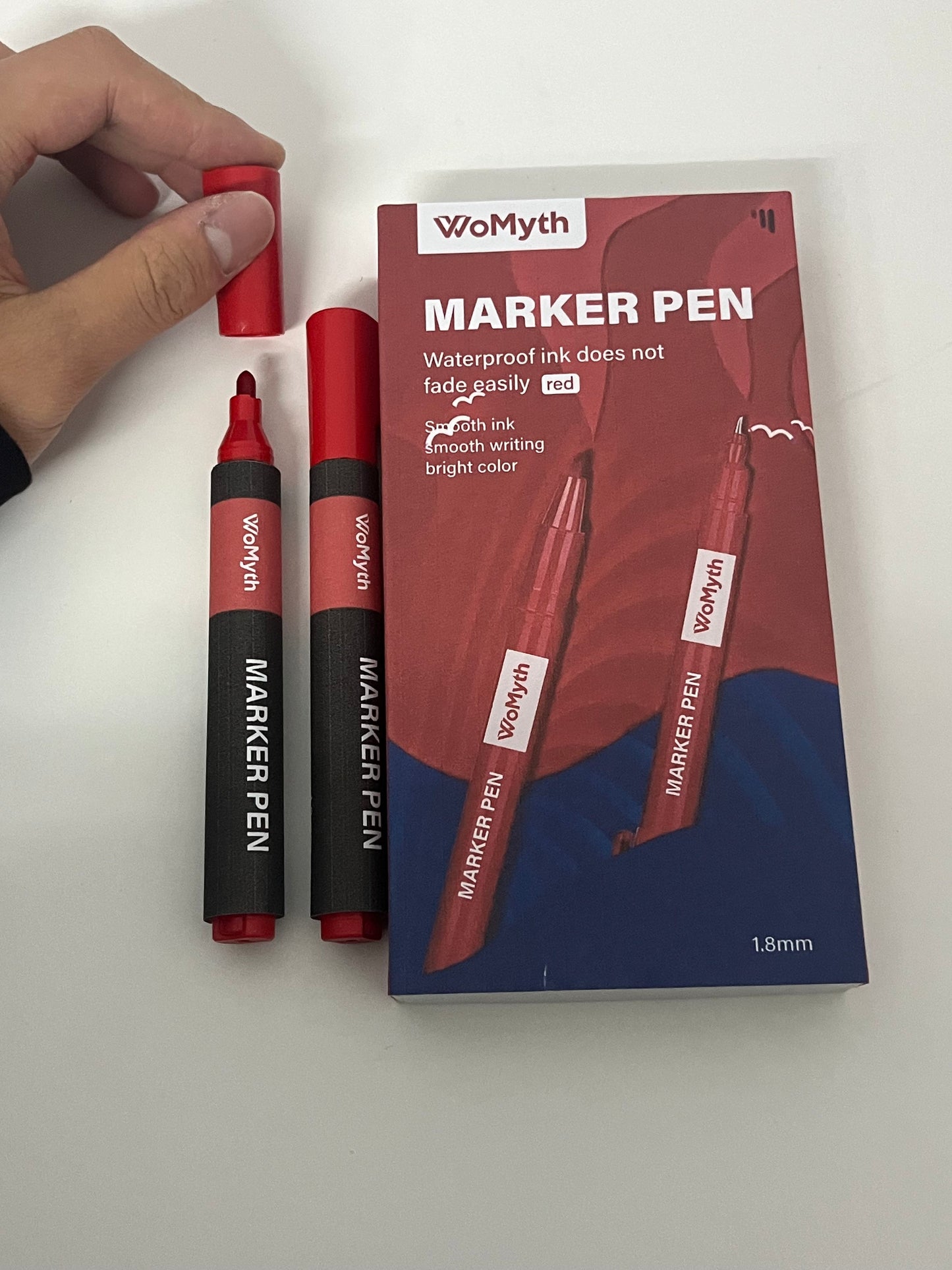 【WoMyth Red Permanent Marker Pen】—— Vibrant & Reliable Tool for Long-Lasting Markings