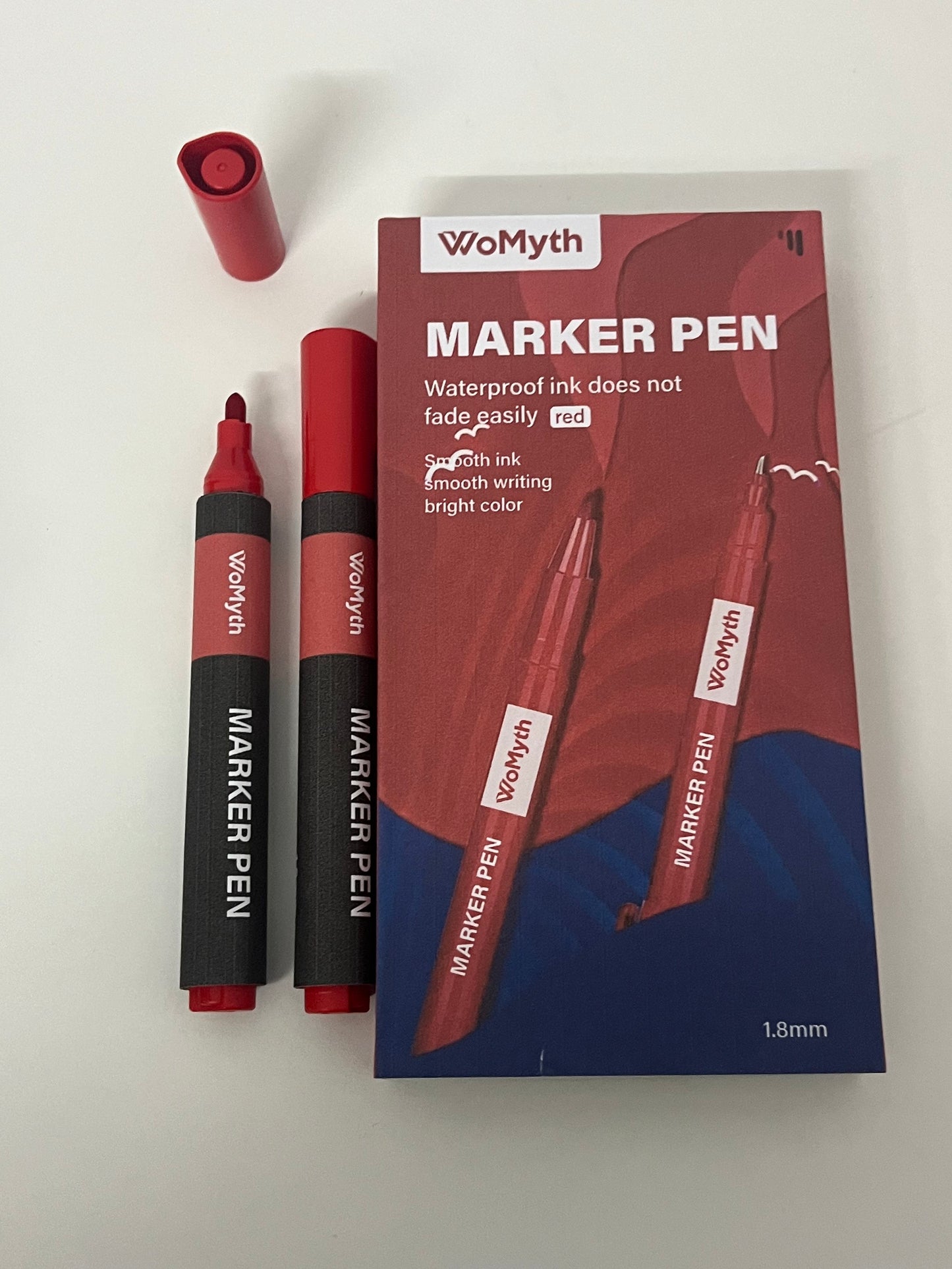 【WoMyth Red Permanent Marker Pen】—— Vibrant & Reliable Tool for Long-Lasting Markings