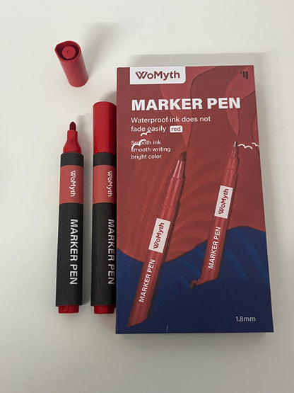 【WoMyth Red Permanent Marker Pen】—— Vibrant & Reliable Tool for Long-Lasting Markings