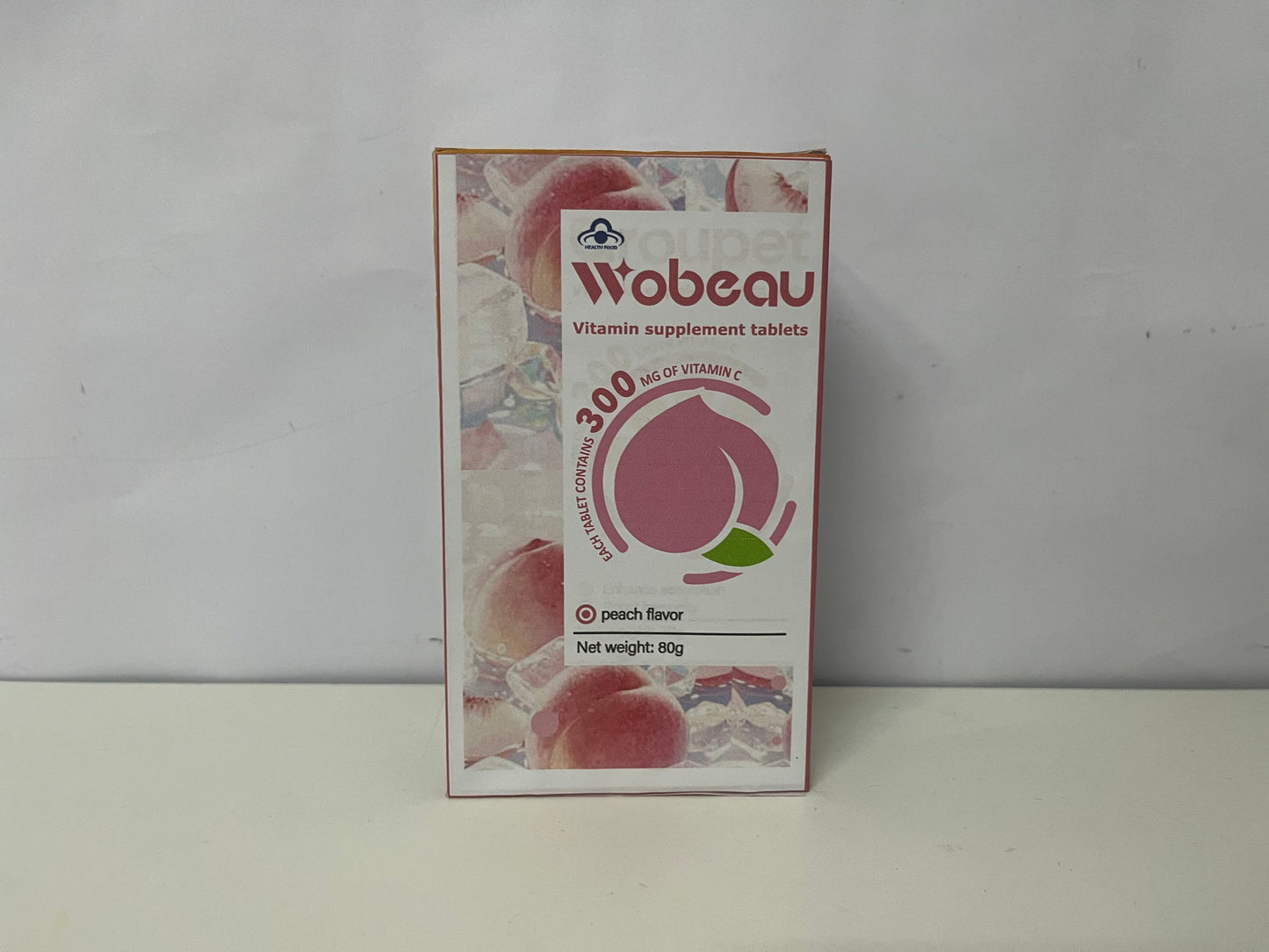 [Wobeau Vitamins]-Peach Flavored Vitamin C Chewable Tablets - 300mg High-Potency Supplement