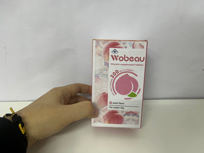 [Wobeau Vitamins]-Peach Flavored Vitamin C Chewable Tablets - 300mg High-Potency Supplement