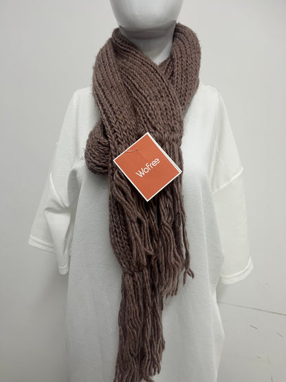 [WoFree Scarfs]-Chunky Knit Fringe Scarf - Autumn Winter Warmth & Atmosphere Neck Wrap