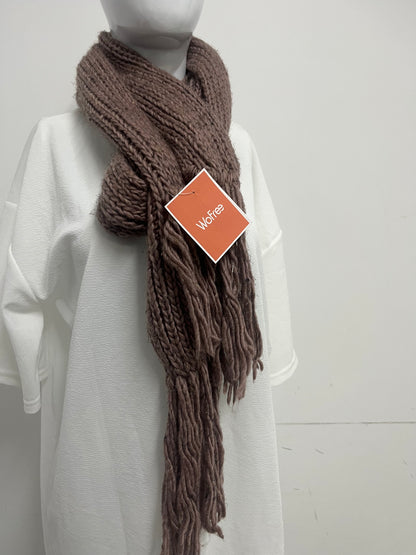 [WoFree Scarfs]-Chunky Knit Fringe Scarf - Autumn Winter Warmth & Atmosphere Neck Wrap