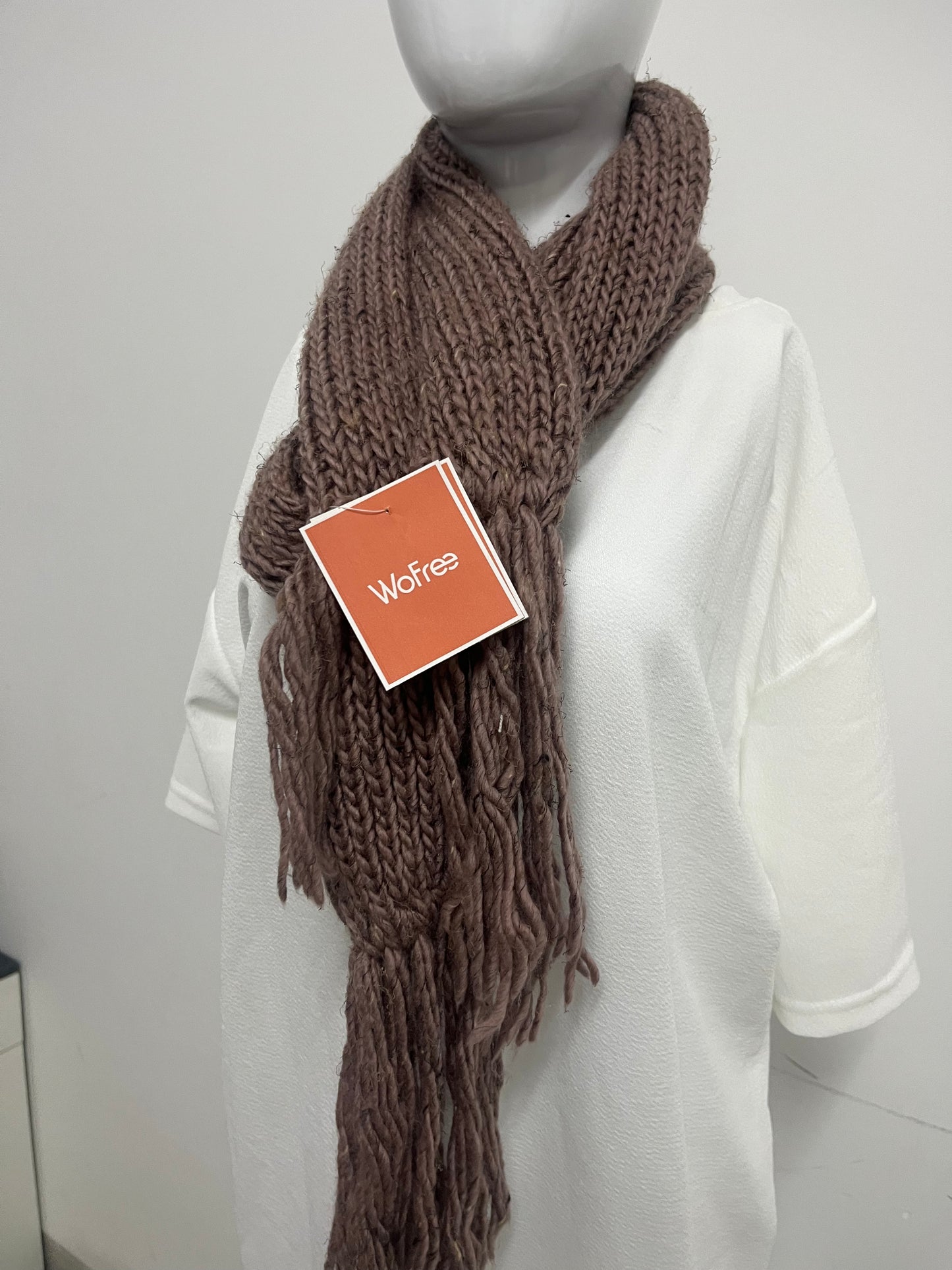 [WoFree Scarfs]-Chunky Knit Fringe Scarf - Autumn Winter Warmth & Atmosphere Neck Wrap