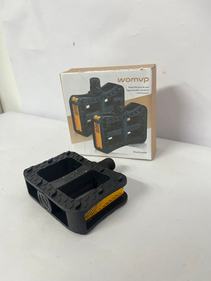Womvp Folding Bike Pedals, Mountain Bike Pedals CNC Aluminum Bicycle Flat Pedals, 9/16'' with Reflective Strips | Non-Slip | Waterproof | Wide Flat Cycling Pedals for E-Bike, Urban Commute, MTB Bikes