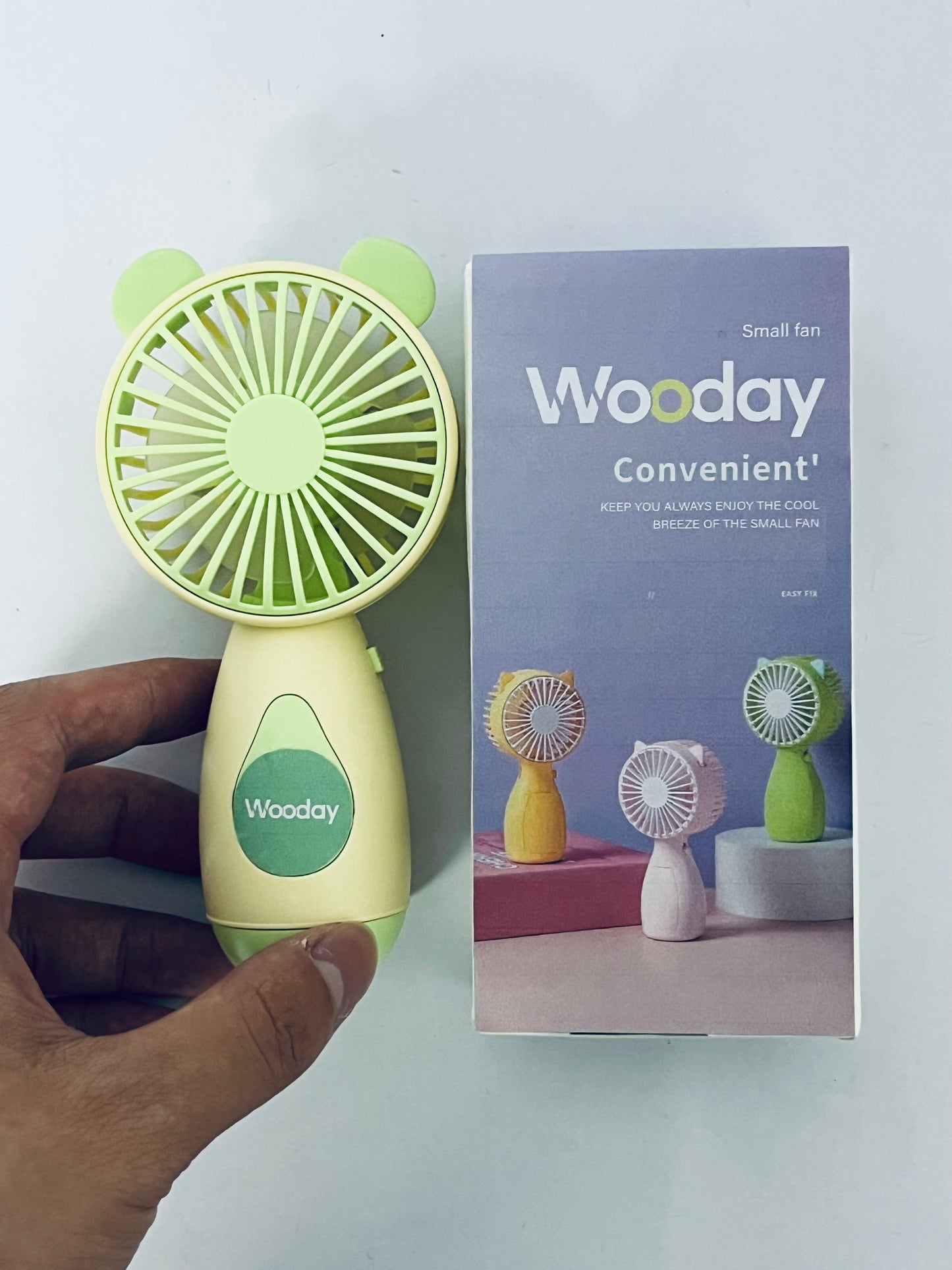 Wooday Mini Handheld Fan, Cute Bear Shape USB Rechargeable Fan Small Personal Portable Mini Fan Battery Operated Ergonomic Handle for Summer