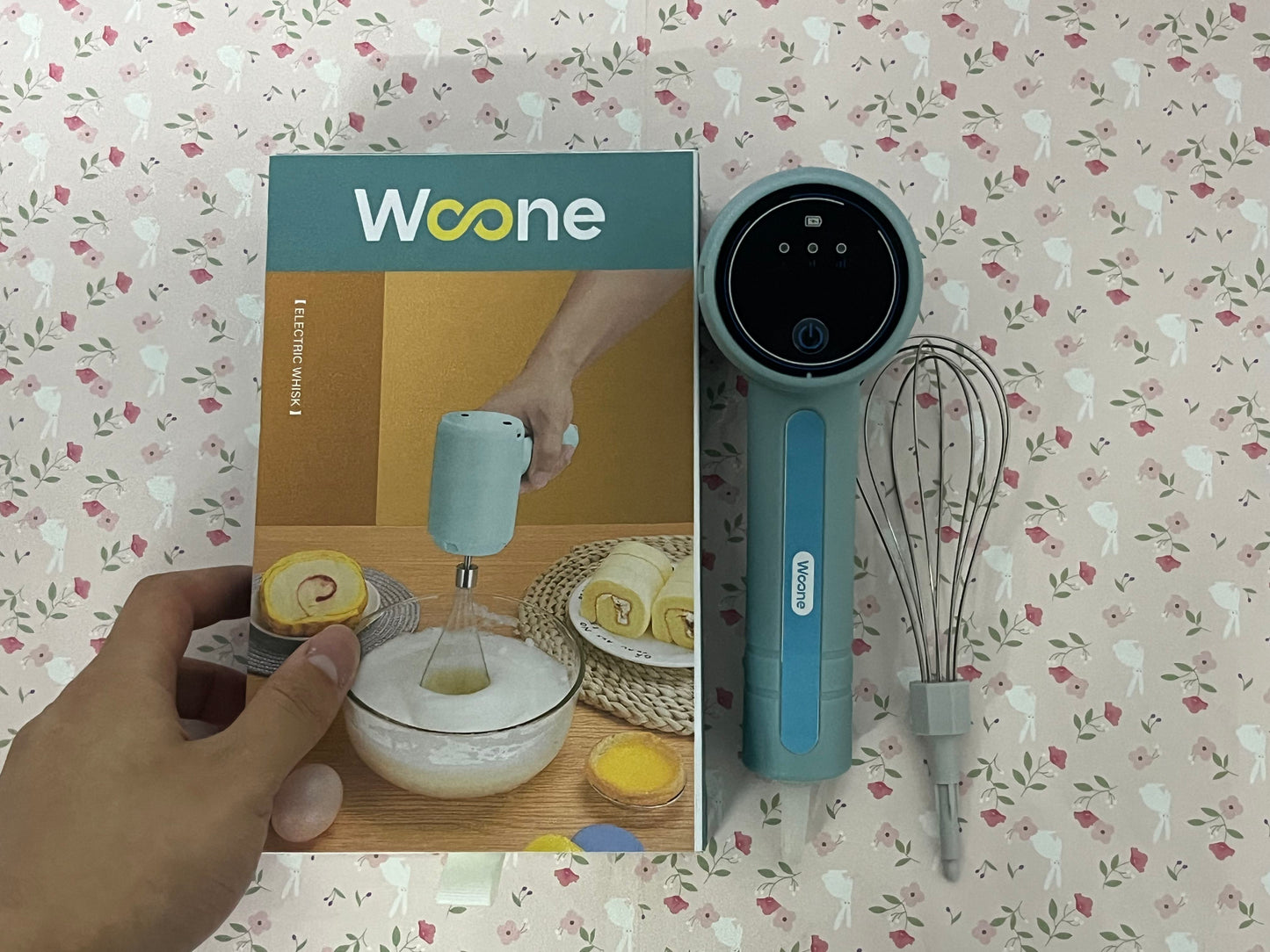 Woone Handheld Cordless Egg Beater Rechargeable Electric Egg Beater Mixer Small Cream Mixer Handheld Electric Egg Beater with 3 Speed Modes