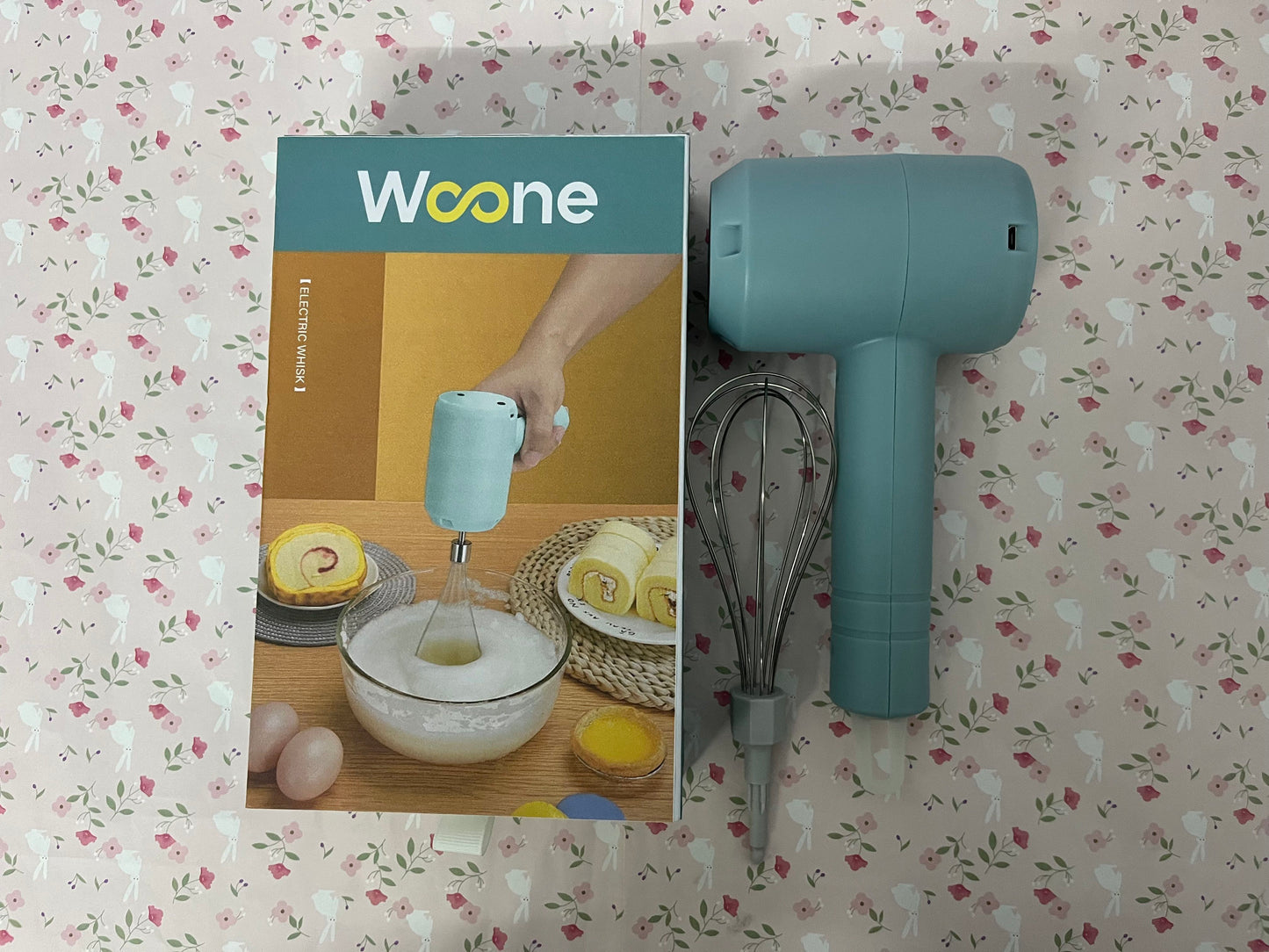 Woone Handheld Cordless Egg Beater Rechargeable Electric Egg Beater Mixer Small Cream Mixer Handheld Electric Egg Beater with 3 Speed Modes