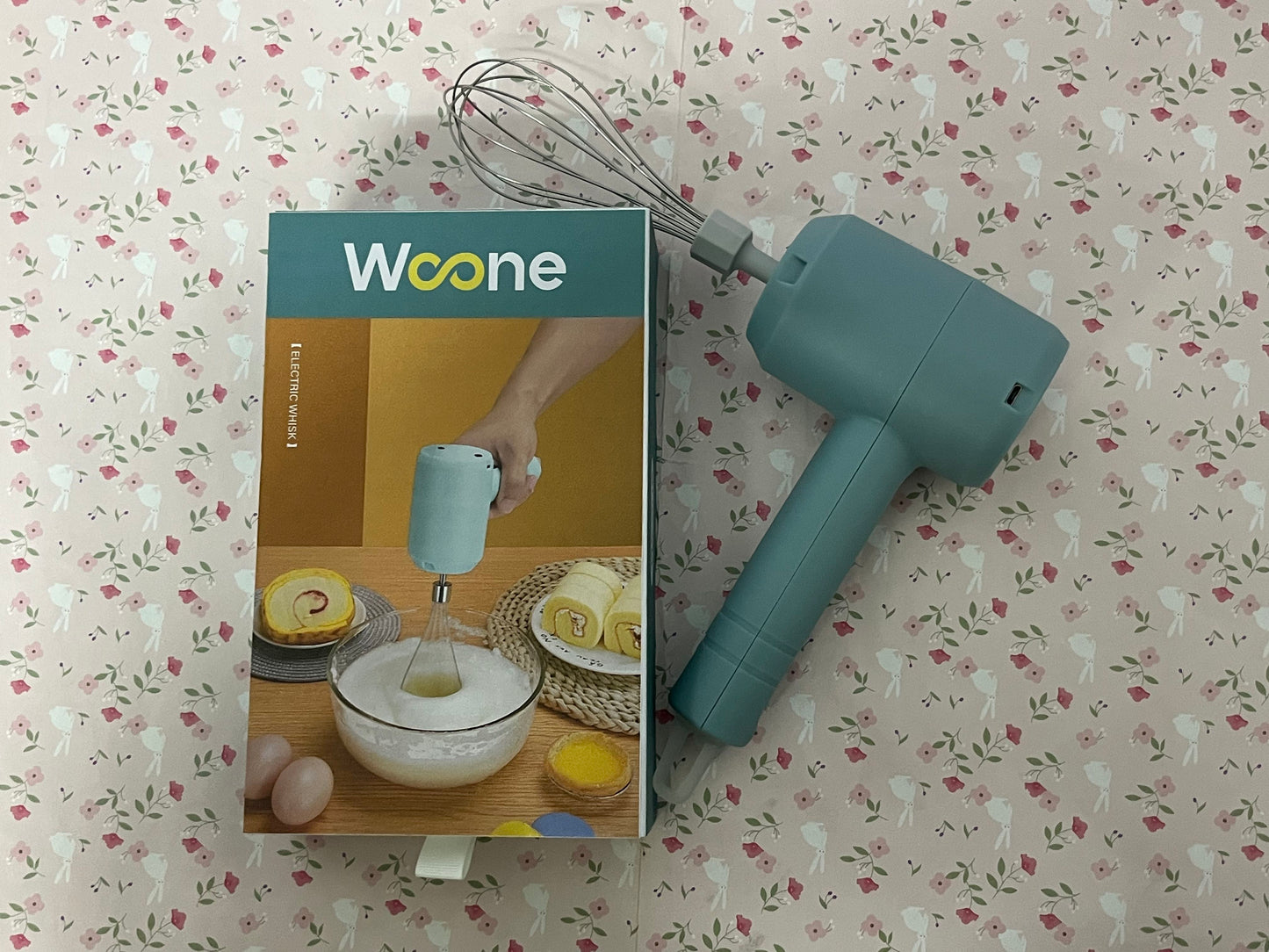 Woone Handheld Cordless Egg Beater Rechargeable Electric Egg Beater Mixer Small Cream Mixer Handheld Electric Egg Beater with 3 Speed Modes