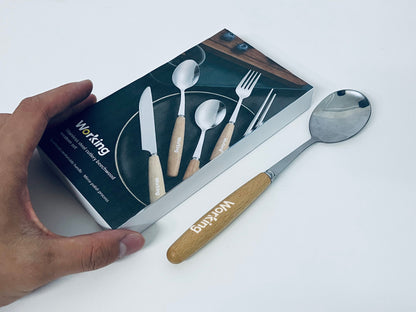 【Working Beechwood-Handle Stainless Steel Tableware Spoon】—— Elegant & Comfortable Utensil for Daily Dining