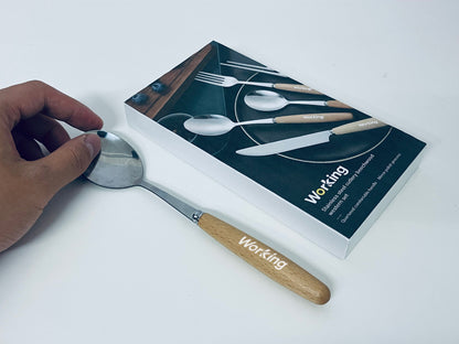 【Working Beechwood-Handle Stainless Steel Tableware Spoon】—— Elegant & Comfortable Utensil for Daily Dining