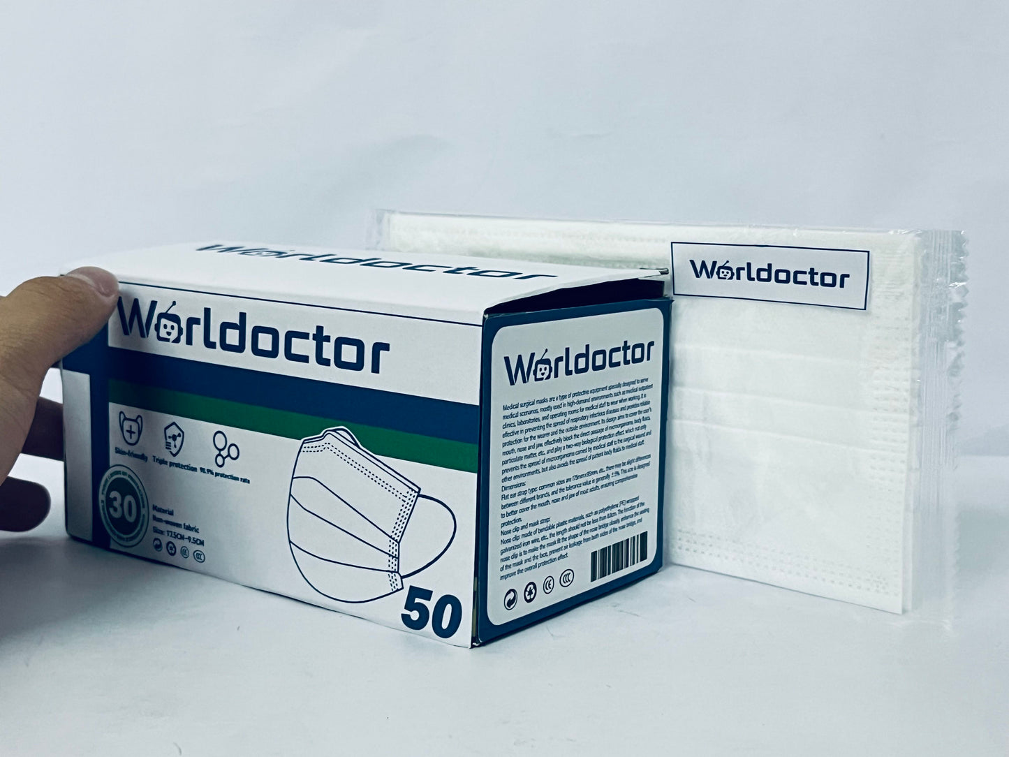Worldoctor Disposable Face Masks Made in China, 4 Ply for Families, Students, Breathable All-Day Wear & Safety, FSA HSA Eligible, ASTM Level 3 Medical Grade, 50 Pack, White
