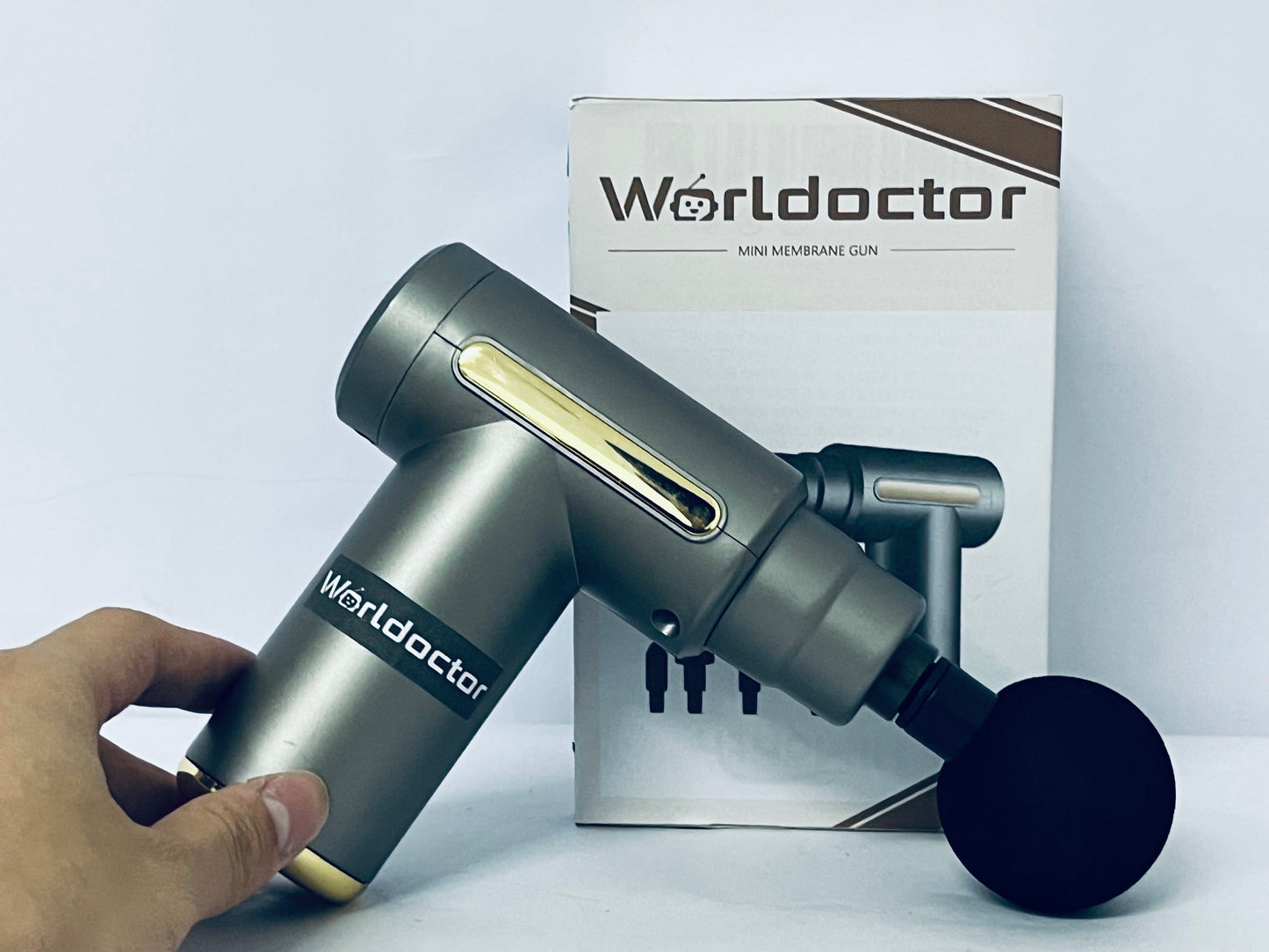 Worldoctor Massage Gun Deep Tissue, Silent Brushless Motor and Portable Massage Gun with 4 Interchangeable Heads for Deep Muscle Relief and Relaxation, Relax Gift