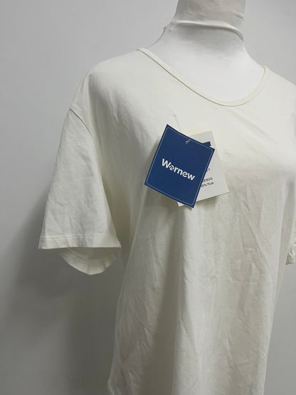 Wornew Cream White V-Neck Short Sleeve T-Shirt A Comfortable & Versatile Essential for Daily Wear