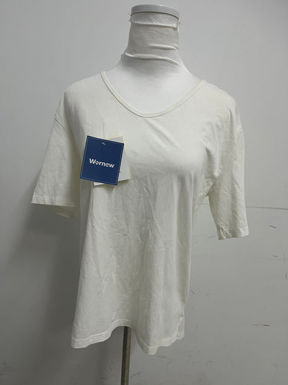 Wornew Cream White V-Neck Short Sleeve T-Shirt A Comfortable & Versatile Essential for Daily Wear