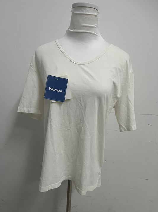 Wornew Cream White V-Neck Short Sleeve T-Shirt A Comfortable & Versatile Essential for Daily Wear