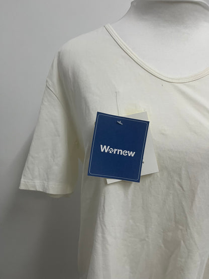 Wornew Cream White V-Neck Short Sleeve T-Shirt A Comfortable & Versatile Essential for Daily Wear