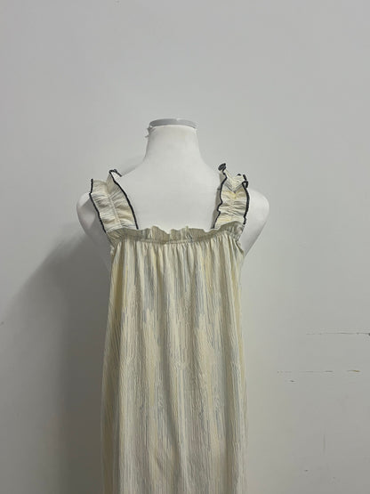 Wothink  Sleepwear  Pale Yellow - Square Neck Camisole with Ruffled Straps