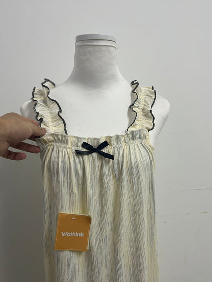 Wothink  Sleepwear  Pale Yellow - Square Neck Camisole with Ruffled Straps